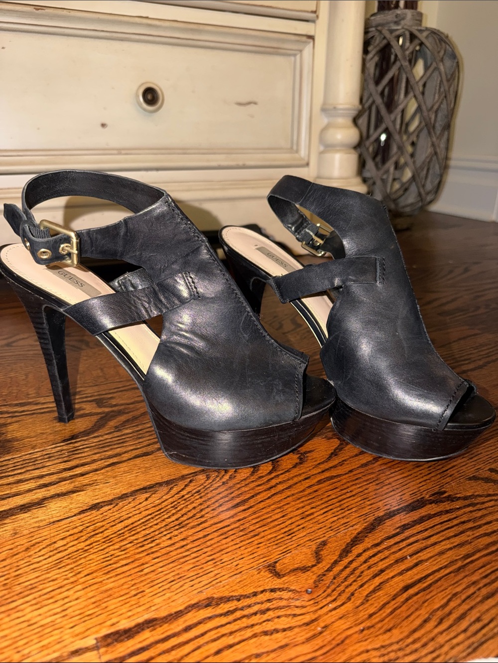 Black Women's Open-Toe High Heel Sandals with Ankle Strap
